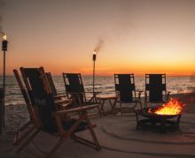 A beach bonfire from 30a Blaze Beach Bonfires